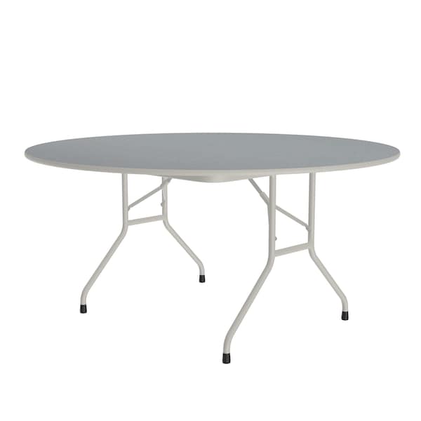 Round Commerical Folding Utility Table, High Pressure Laminate Top, Gray Granite